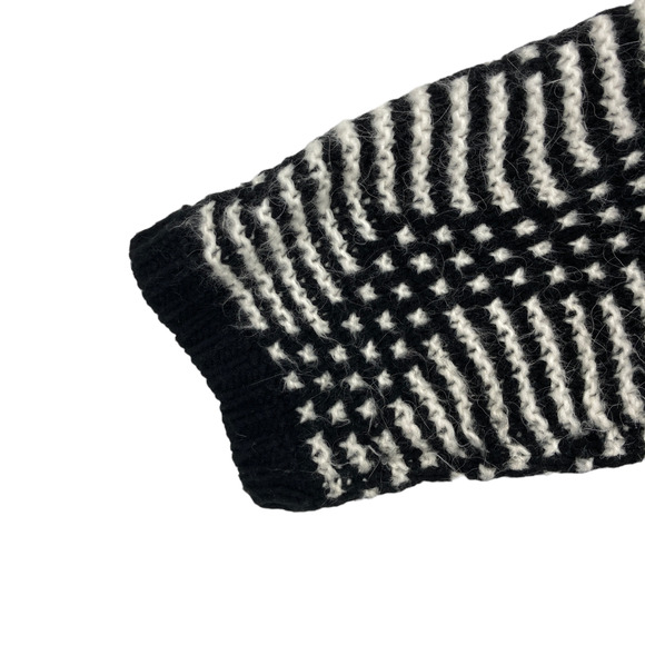 Gap Cardigan Sweater Women Small Black White Chevron Knit Long Sleeve Open Front - Picture 5 of 12